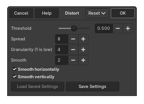 The “Distort” dialog